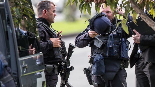 Critical incident police officers at Ripponlea on Tuesday afternoon.