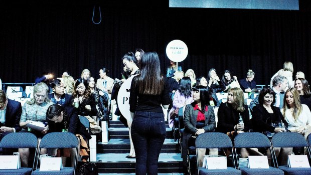 "Real" people take their seats for the Myer fashion parade.