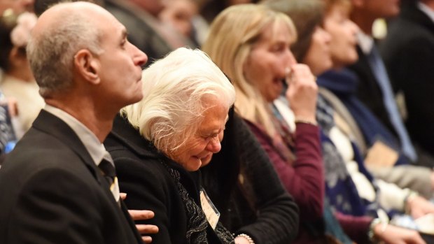 Family members of MH17 victims attend the National Memorial Service marking the first anniversary of the tragedy in the Great Hall in Parliament House in July.