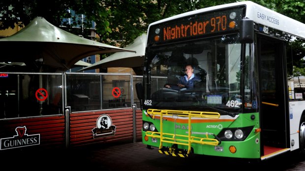 25 November 2011 - Pic Elesa Lee - The Chronicle - Action bus driver Andrew Walls displays the Nightrider bus as it will return on Dec 9