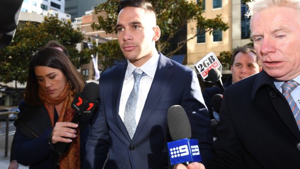 Parramatta Eels player Corey Norman arrives at the Downing Centre Court on drug charges on Wednesday morning.