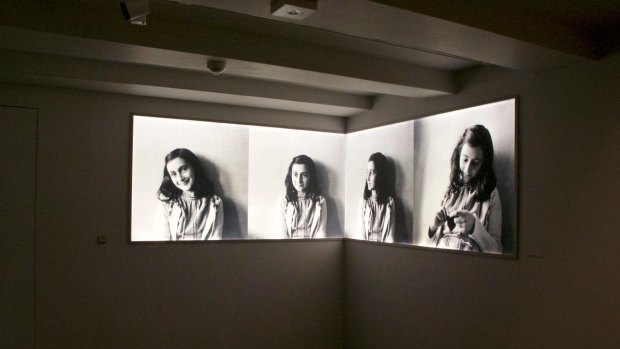 Photos of Anne Frank at Anne Frank House Museum in Amsterdam.