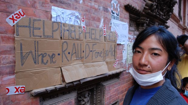 Salina Bajracharya, a 25-year-old teacher from Bhaktapur in Nepal, is unhappy with the lack of humanitarian assitance.  