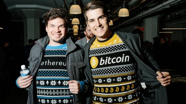 At the annual San Francisco Bitcoin Meetup Party, many wore bitcoin- and Ethereum-themed clothes from Hodlmoon, which sells unisex cryptocurrency sweaters.