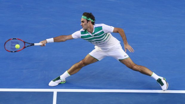 Full flight: Roger Federer shortly before he injured his knee. 