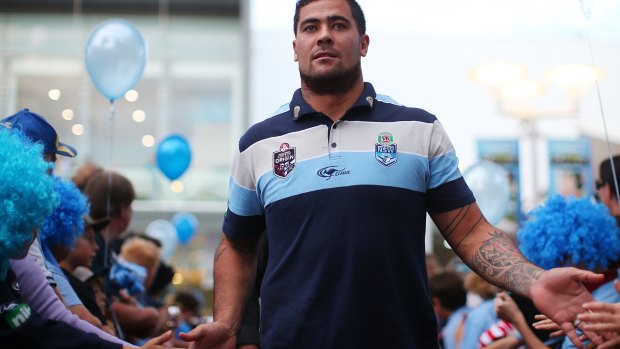 Turn up the volume: Blues prop Andrew Fifita.