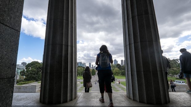 A general view of the Shrine of Remembrance in Melbourne in April.