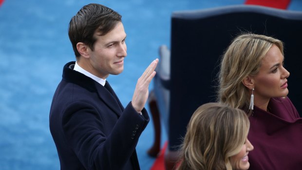 Jared Kushner arrives at the presidential inauguration on Friday US time.