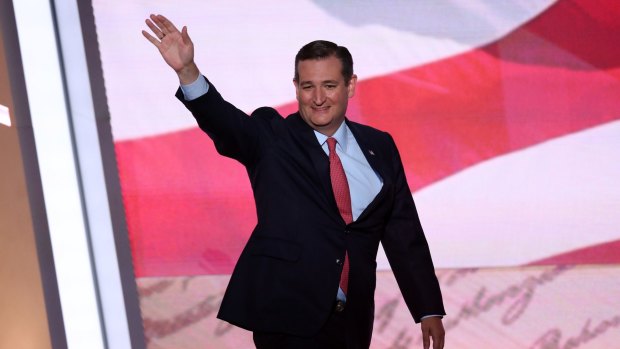 Booed: Texas Senator Ted Cruz waves.