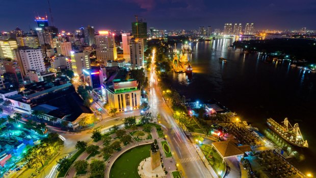 Ho Chi Minh City's night skyline.