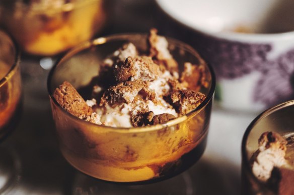 Affogato with homemade chocolate amaretti biscuits.