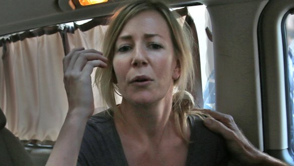 Sally Faulkner in a mini van shortly after she was released.