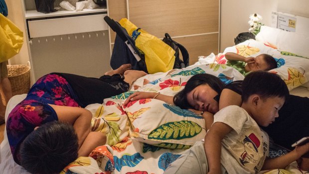 At Ikea's 21 stores in China, shoppers (and those simply looking for climate-controlled shut-eye) have no qualms about getting comfortable on the display furniture. 