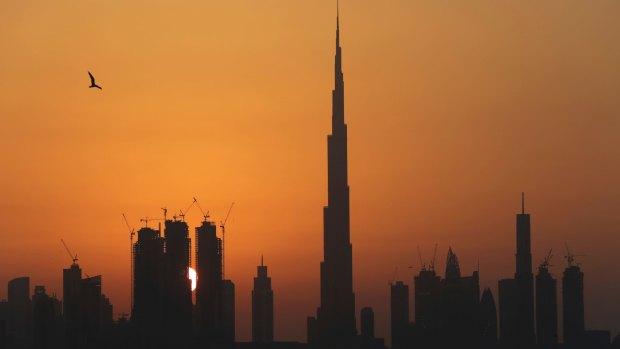 Tolerant image: Burj Khalifa in the middle in Dubai, United Arab Emirates. 