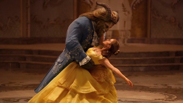 Dan Stevens as The Beast and Emma Watson as Belle in Disney's live-action Beauty and the Beast.