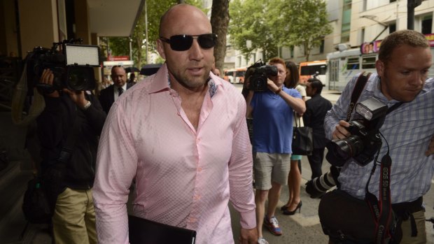 Biochemist Shane Charter arrives at Melbourne Magistrates Court in December to face charges over importing steroids.