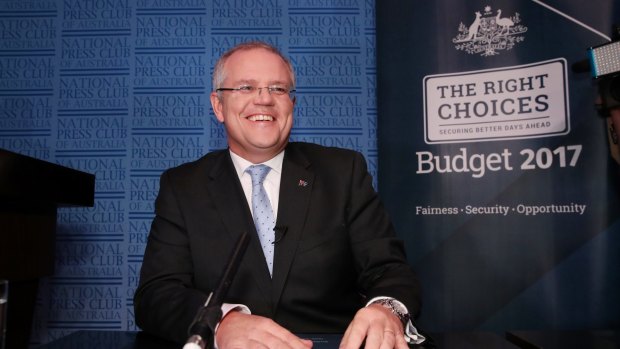 Treasurer Scott Morrison addressed the National Press Club in the Great Hall at Parliament House in Canberra. 