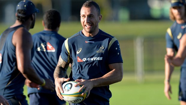 Ready to roll:  Quade Cooper during an Australian Wallabies training session.
