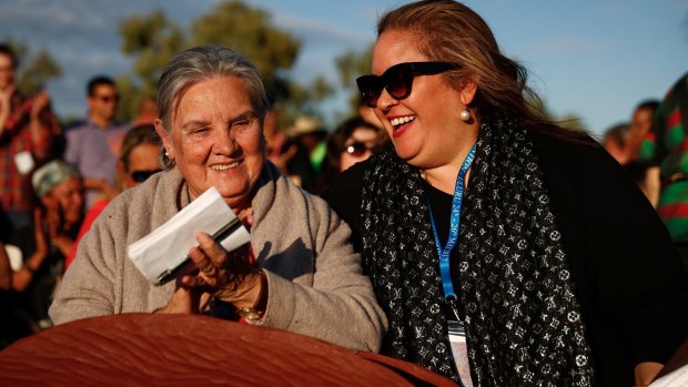 Megan Davis (right) at the First Nations National Convention held in Uluru earlier this year.