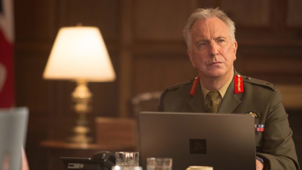 Alan Rickman as Lieutenant-General Frank Benson whose role is as much being a diplomat as a military man in Eye in the Sky.  