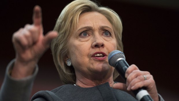 Democratic presidential candidate Hillary Clinton speaks at a campaign event at George Mason University in Fairfax, Virginia.