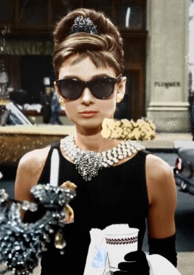 Audrey Hepburn's famous beehive in Breakfast At Tiffany's, 1961.

 
