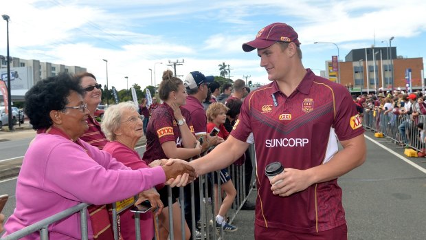 Man of the people: Coen Hess greets supporters during a Queensland fan day in Mackay.