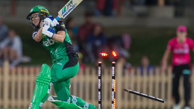 Razzle dazzle: Another Melbourne Stars wicket falls under lights on Saturday at North Sydney Oval.