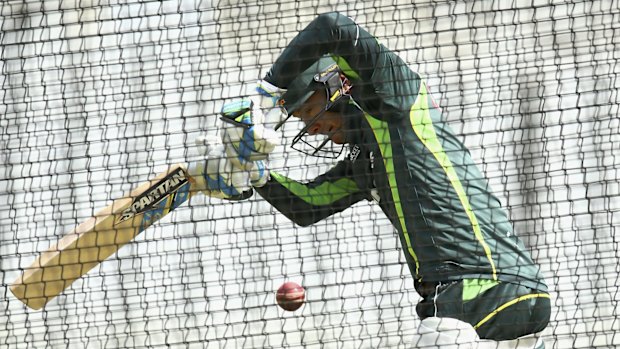 Working man: Michael Clarke in the nets in Nottingham.