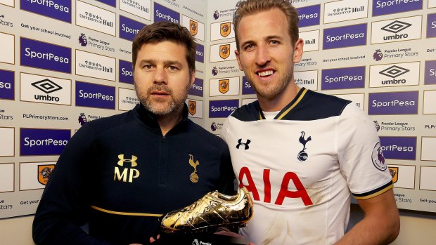 Golden Boot Harry Kane with his Tottenham Hotspur manager Mauricio Pochettino.