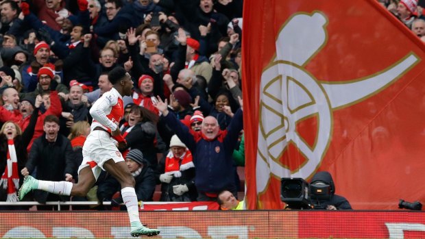 Firing line: Danny Welbeck celebrates after scoring on his return from injury.