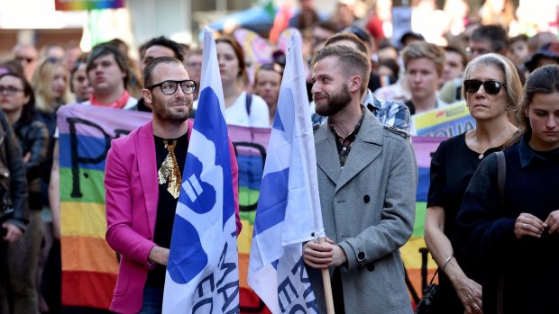 Supporters of marriage equality at Sydney Town Hall.