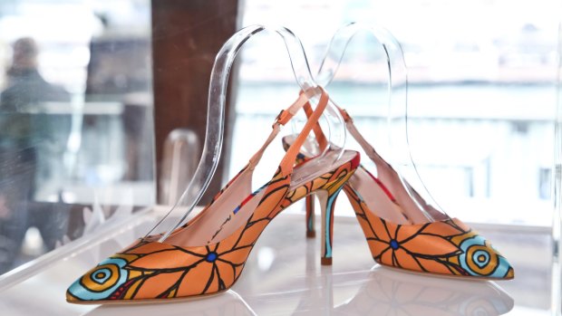 Jimmy Choo unveiled a capsule shoe collection at the dinner, including this pair in an Aboriginal print.