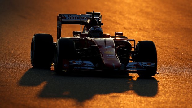Ferrari’s Kimi Raikkonen puts his car through its paces during testing in Spain last month.