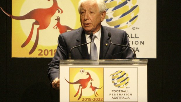 Never stood a chance: Frank Lowy speaks at Parliament House in June 2009 after the campaign to attract the World Cup to Australia was launched.