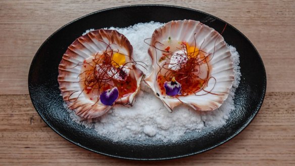 Scallops with coconut, chilli and lime.