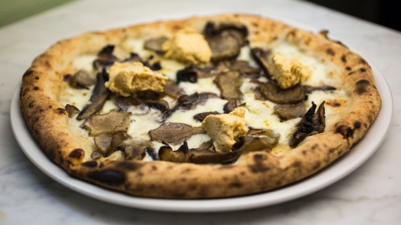 Mushroom and jerusalem artichoke pizza.