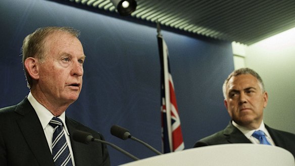 Bring on the banks: Treasurer Joe Hockey, right, and David Murray in Sydney.