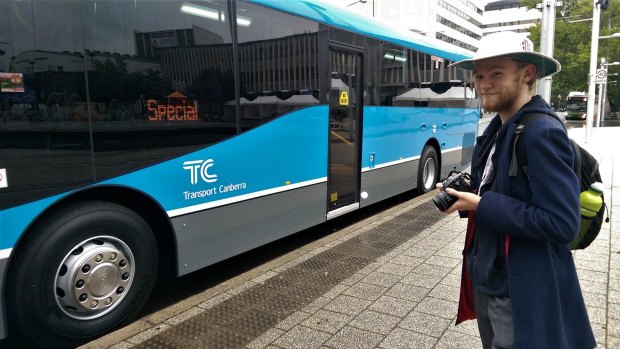 Canberra bus spotter Brock Ginman, 18, turned out to see the first of the new fleet on Thursday.