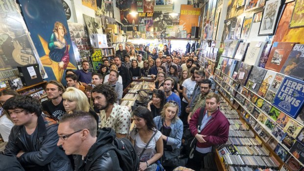 Music fans at Greville Records for last year's record store day.