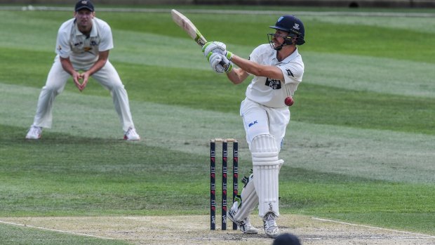 Edge of glory: Daniel Hughes of NSW bats during the Blues' last outing.