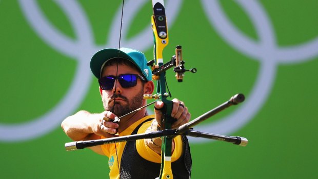 Busselton archer Taylor Worth takes aim on the way to bronze on day one at the Rio Olympics