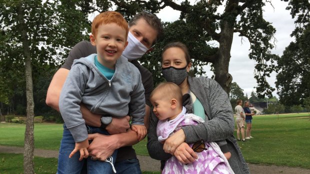 'People took the situation seriously right away,' says Rochelle Harris, who lives in Seattle with her husband Shaun, son Lachlan and daughter Skye.