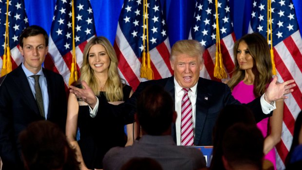 Donald Trump is accompanied by his wife and/or daughter because their presence add to his image as an alpha-male patriarch. 