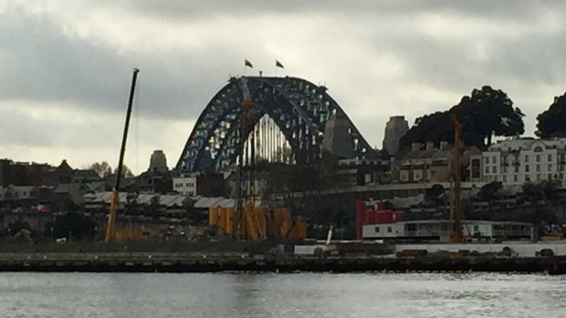 Flags at half-mast on the Sydney Harbour Bridge on Wednesday.