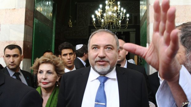 Israeli Foreign Minister Avigdor Lieberman visits Hebron in the occupied West Bank. 