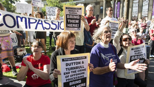 A rally in Melbourne for refugees last April.