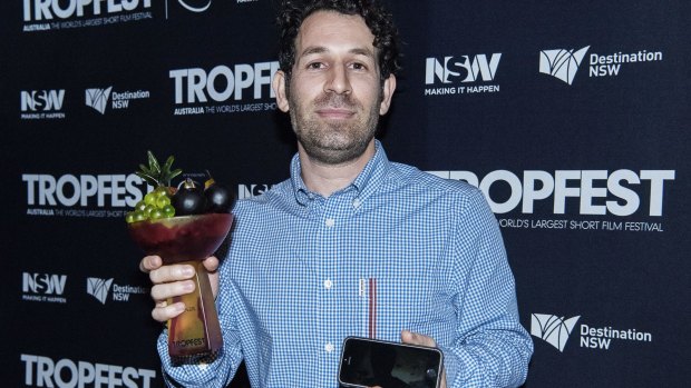 Tropfest winner Spencer Susser at Centennial Park on Sunday night.