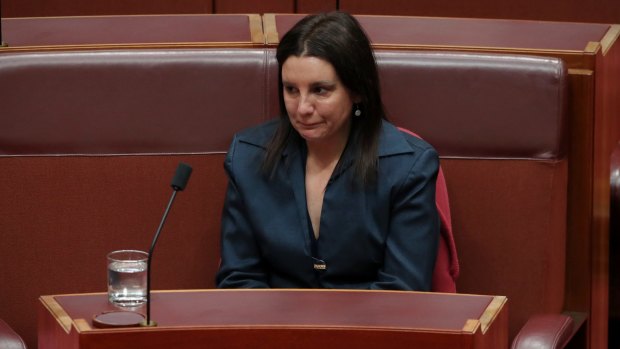 Jacqui Lambie after she informed the Senate she was resigning because of her dual citizenship.