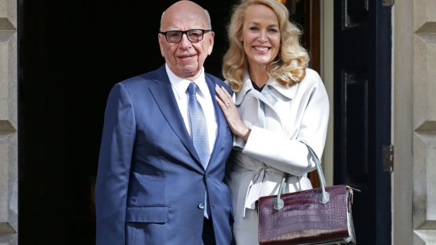 Rupert Murdoch and Jerry Hall leave Spencer House, London, after getting married.